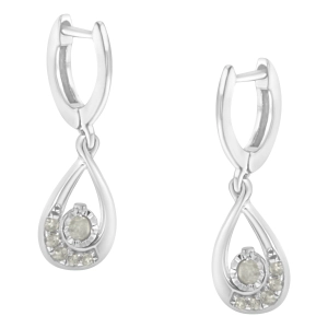.925 Sterling-Silver 1/5 cttw Miracle-Set Round Diamond Drop and Dangle Hoop Earring