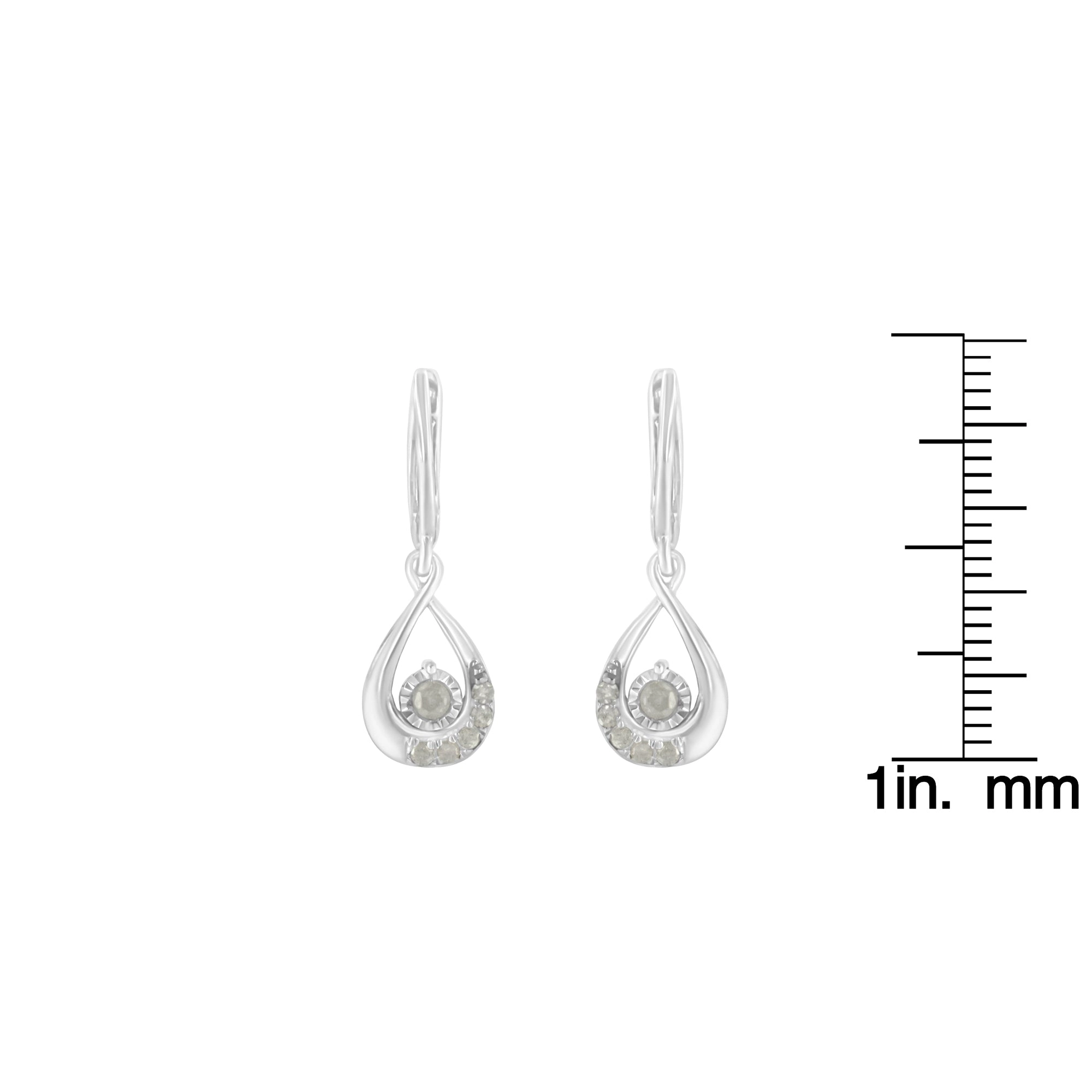 .925 Sterling-Silver 1/5 cttw Miracle-Set Round Diamond Drop and Dangle Hoop Earring