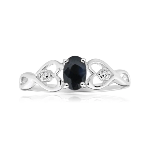 9ct Charming White Gold Diamond   Natural Sapphire Ring