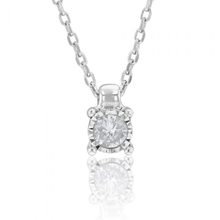 9ct White Gold Dazzling Diamond Pendant With 45cm Chain
