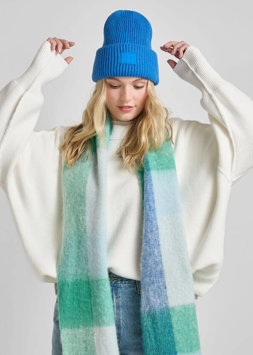 Adult Mad Hatter Ribbed Knit Beanie - Cobalt
