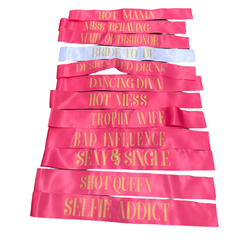 Bachelorette Hen Party Bride To Be & Bridal Party Sash Set (12)