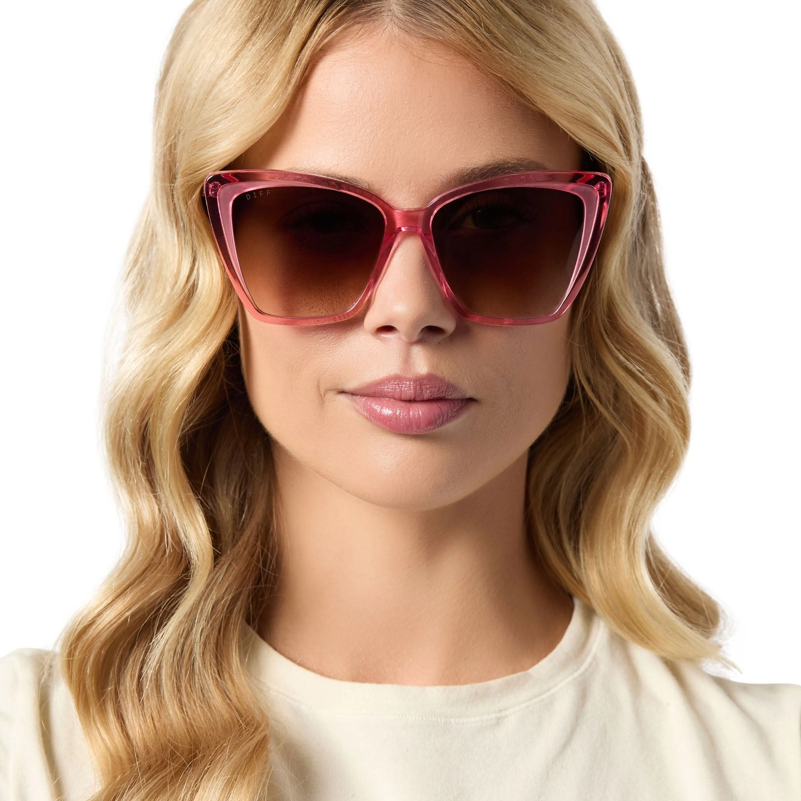 BECKY II - CANDY PINK CRYSTAL   BROWN GRADIENT SUNGLASSES