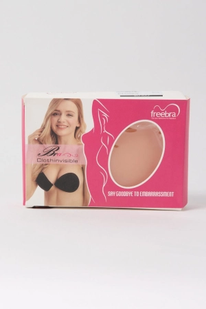 Beige Silicone Lace Up Self Adhesive Bra