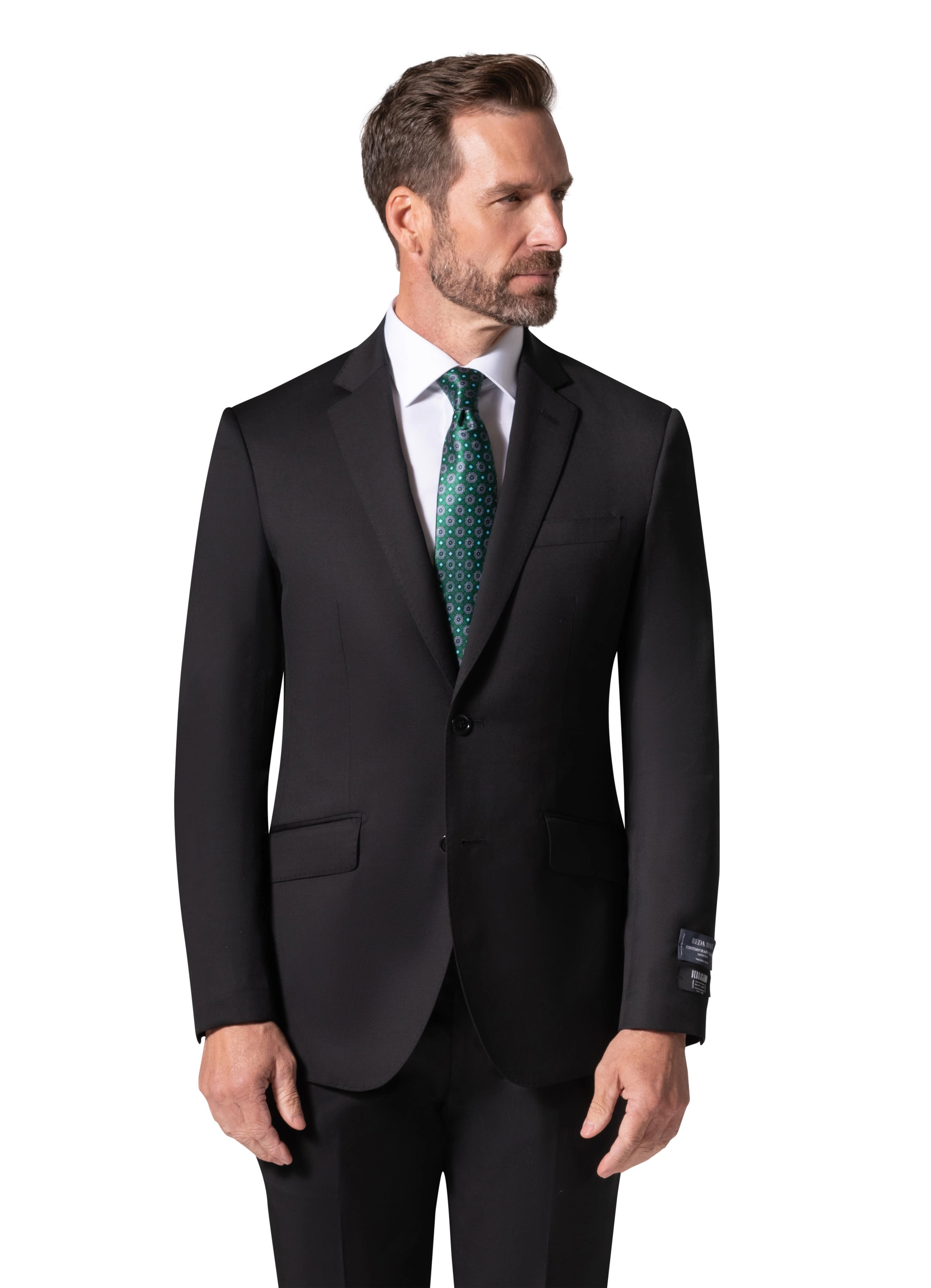 Bergamo Elegant - Reda | Modern Fit 2-Piece Solid Suit - Black
