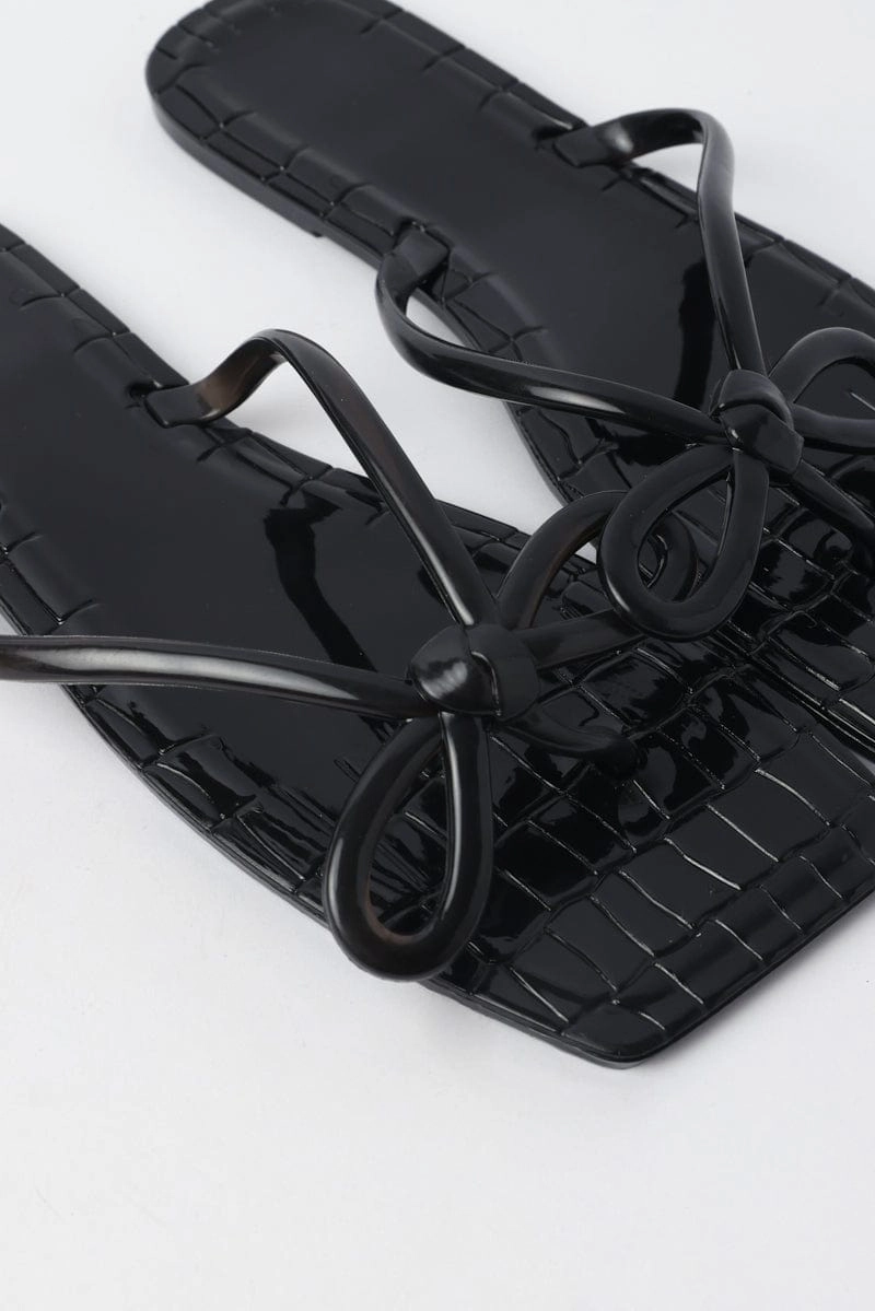 Black Bow Decor Slippers