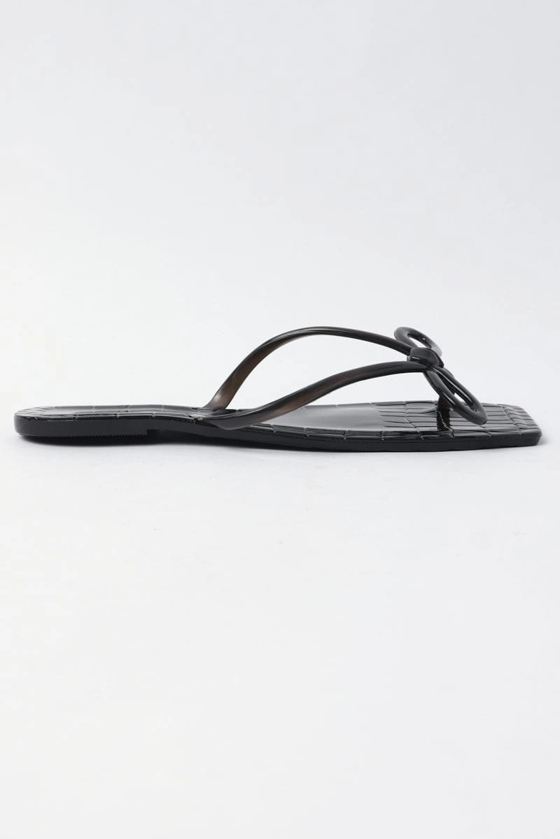 Black Bow Decor Slippers