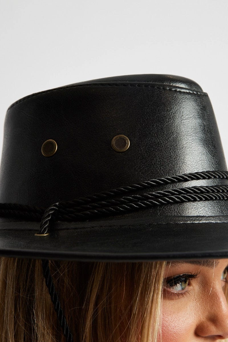 Black PU Cowboy Hat