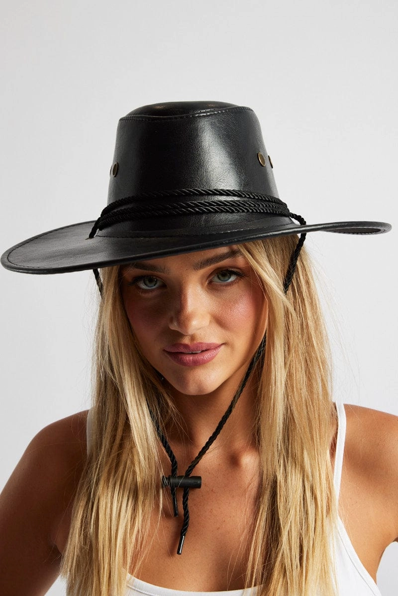 Black PU Cowboy Hat