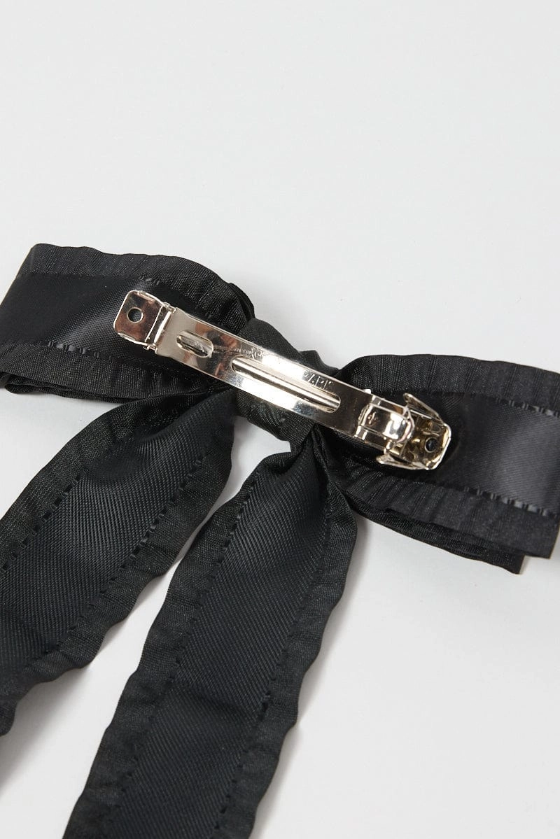 Black Ruffled Hair Bow