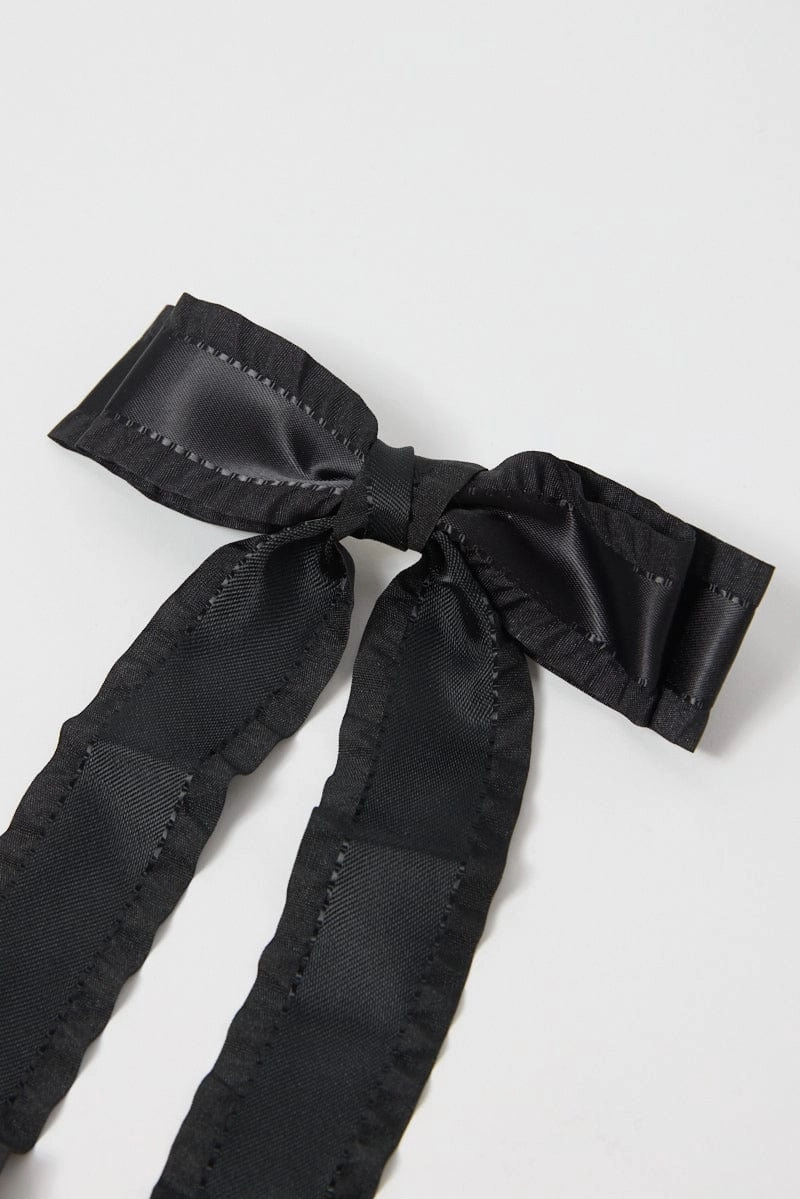 Black Ruffled Hair Bow