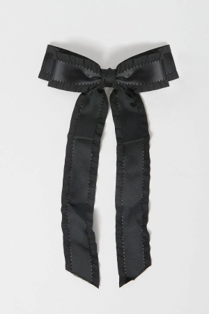 Black Ruffled Hair Bow