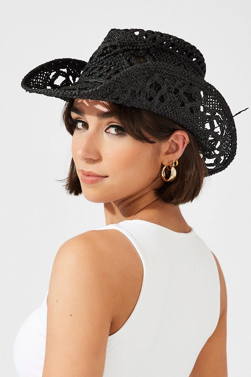 Black Straw Cowboy Hat