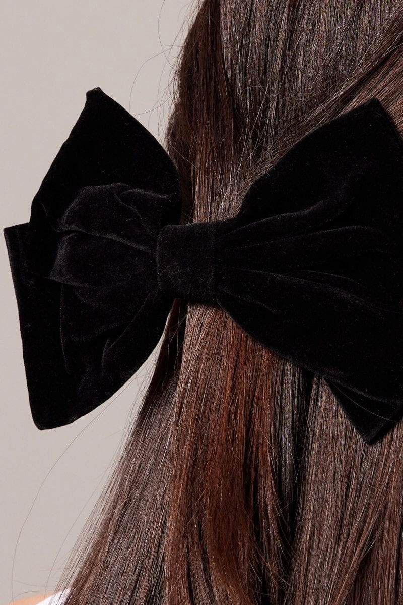 Black Velvet Bow Hair Clip