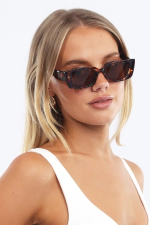 Brown Animal Print Square Sunglasses