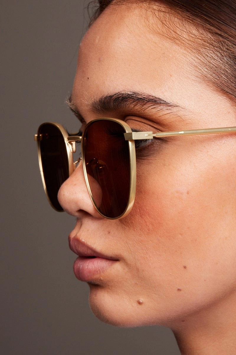 Brown Metal Frame Sunglasses