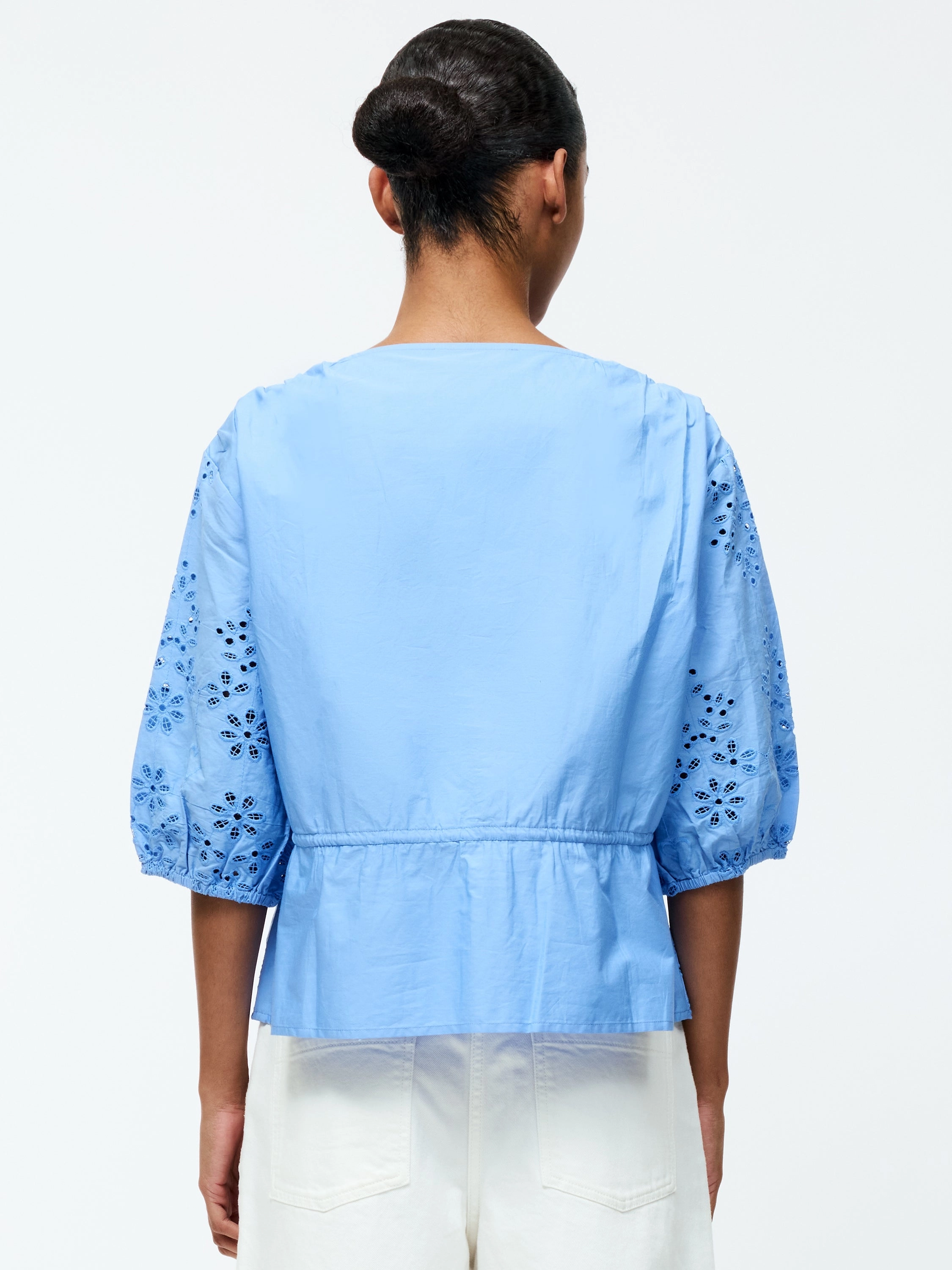 Cambria Cotton Puff Sleeve Broderie Top