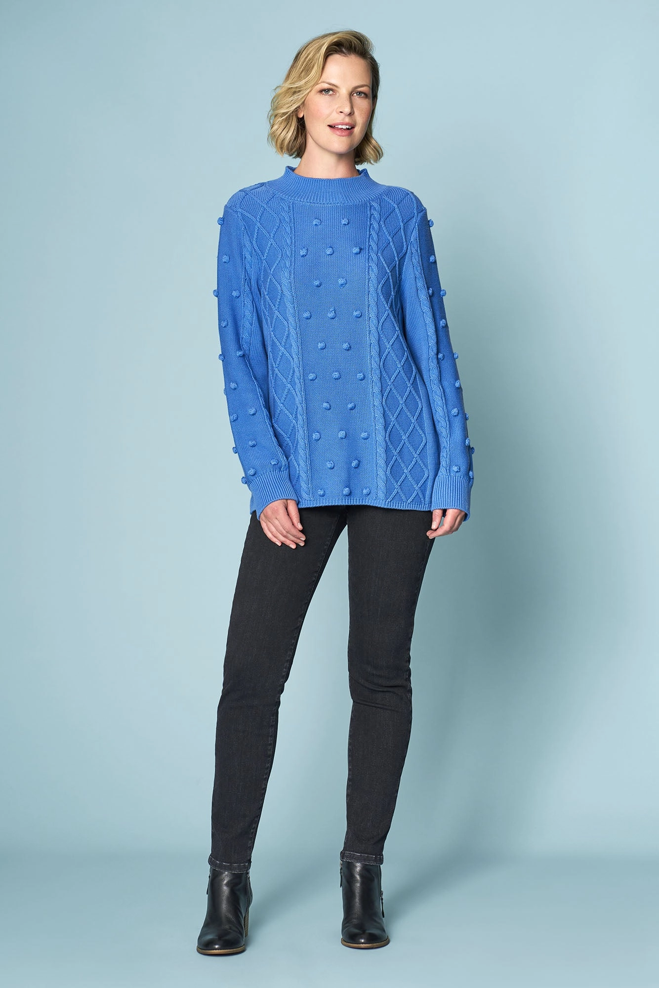 Cotton Bobble Knit - Cornflower Blue