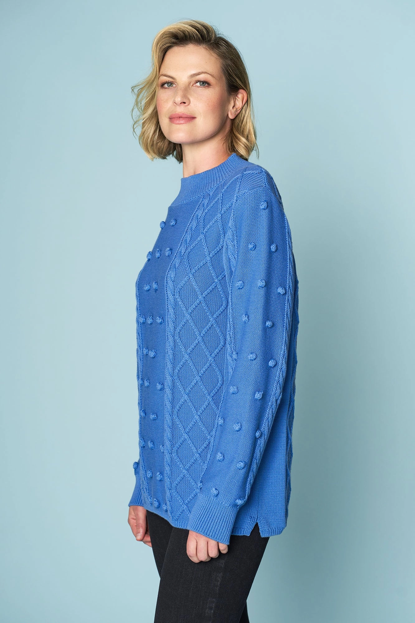 Cotton Bobble Knit - Cornflower Blue