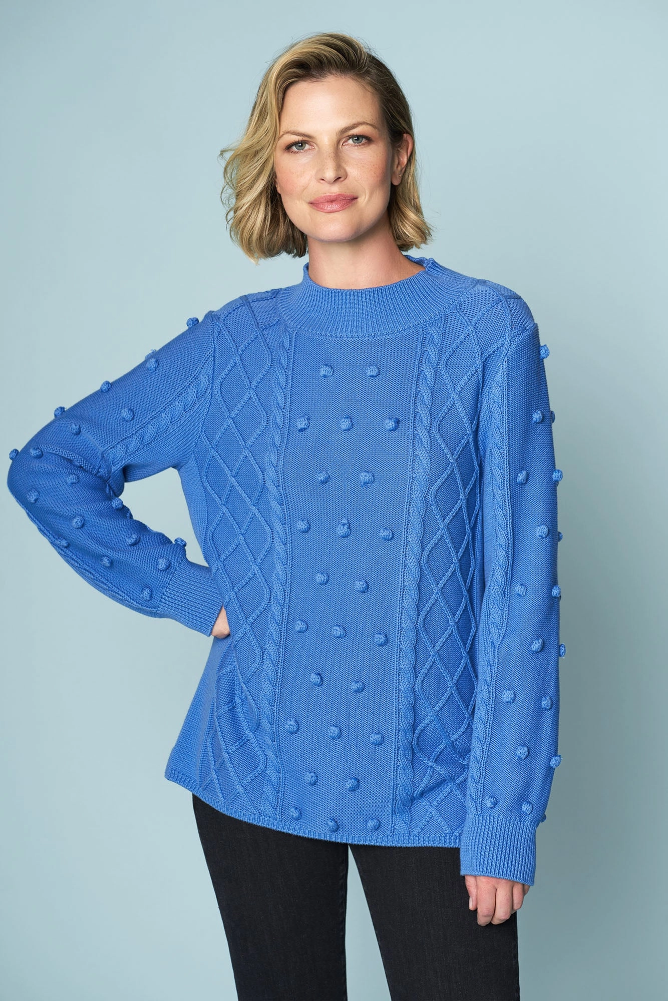 Cotton Bobble Knit - Cornflower Blue