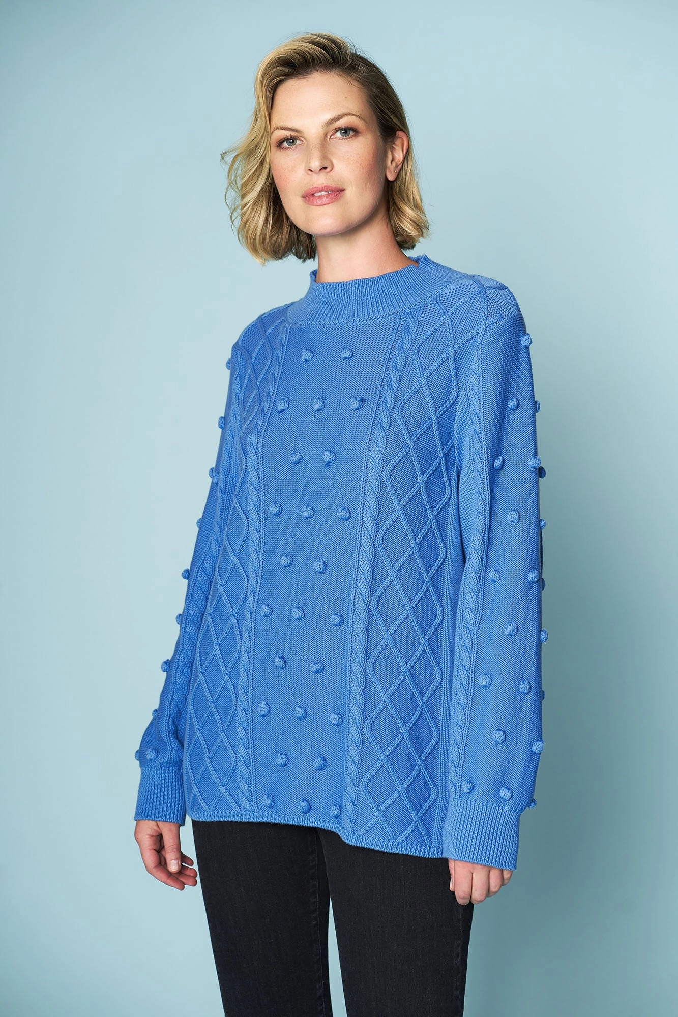 Cotton Bobble Knit - Cornflower Blue