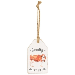 *Country Dairy Farm Cow Wood Tag