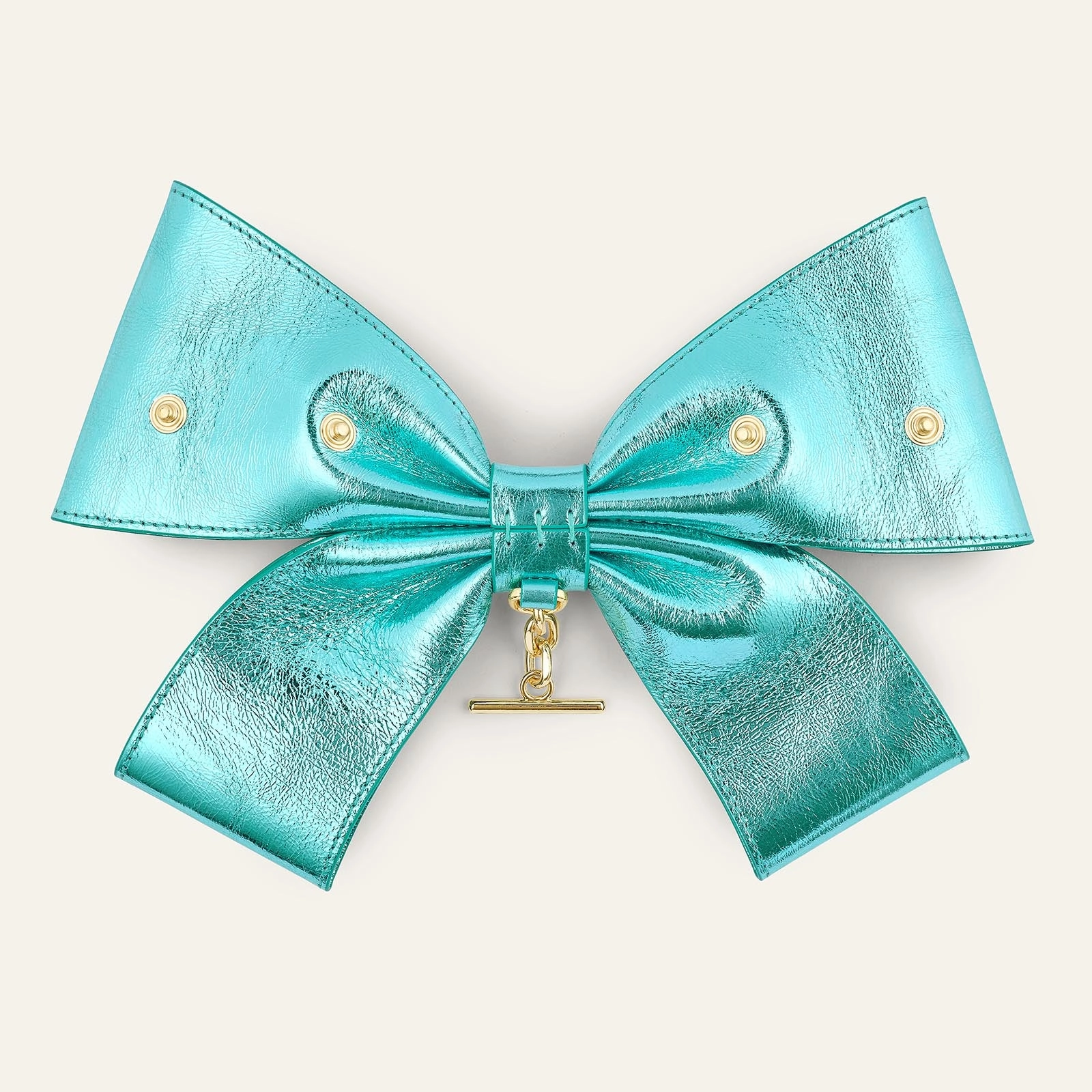 Deco Bow | Metallic Turquoise with Gold hardware