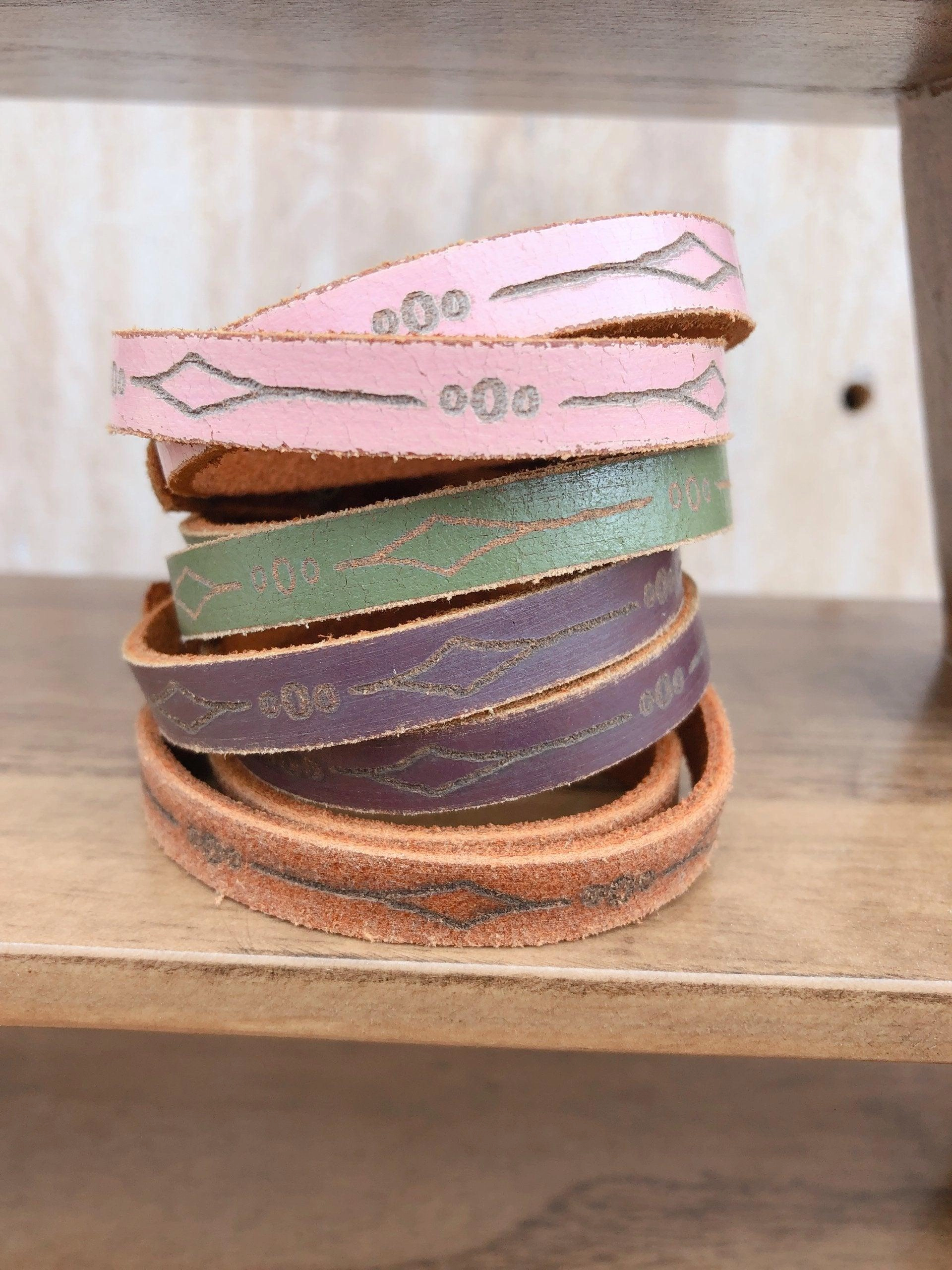 Double Wrap Laser Diamond Leather Bracelet