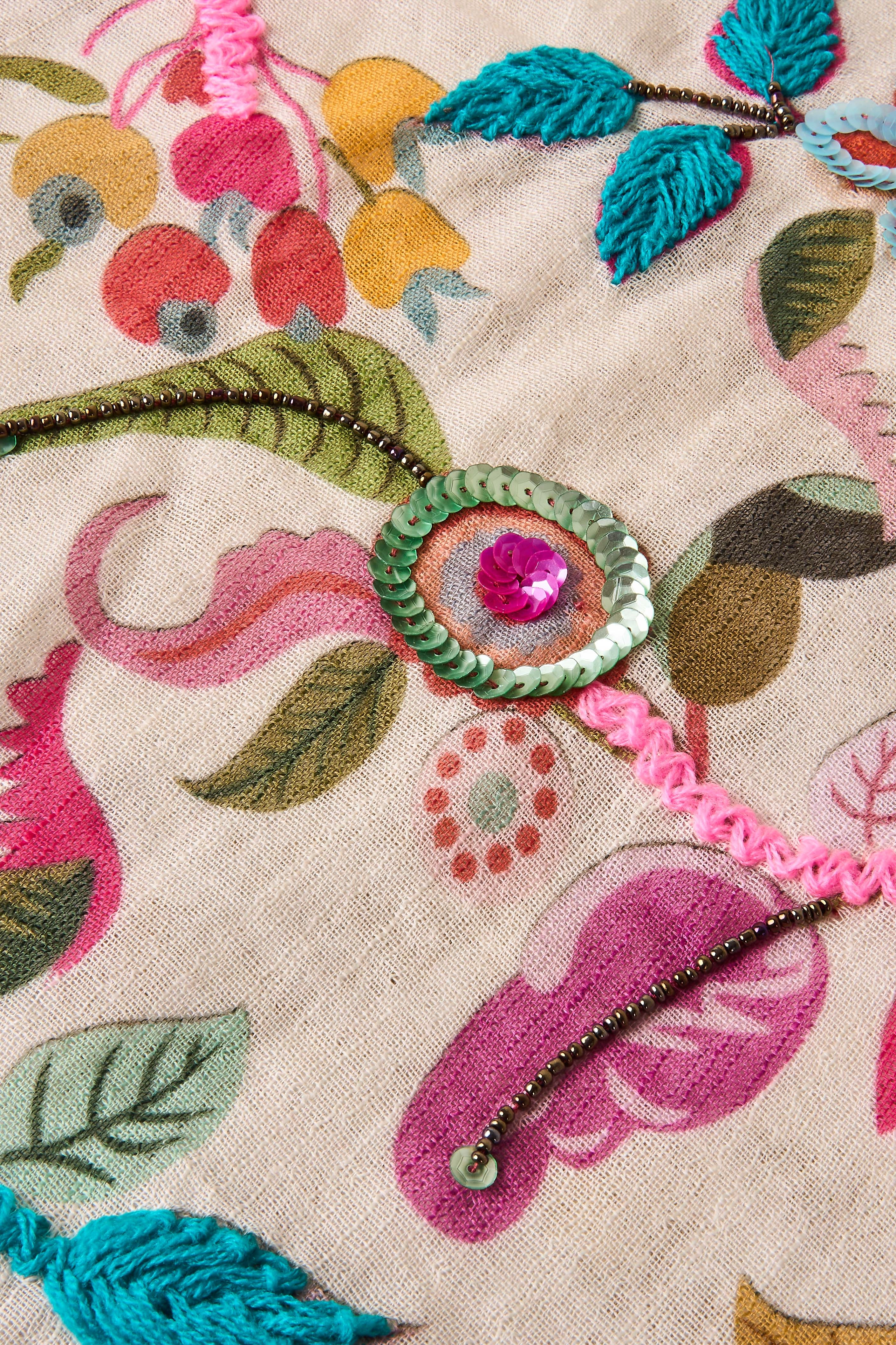 Estella Floral Beaded Scarf - Multi