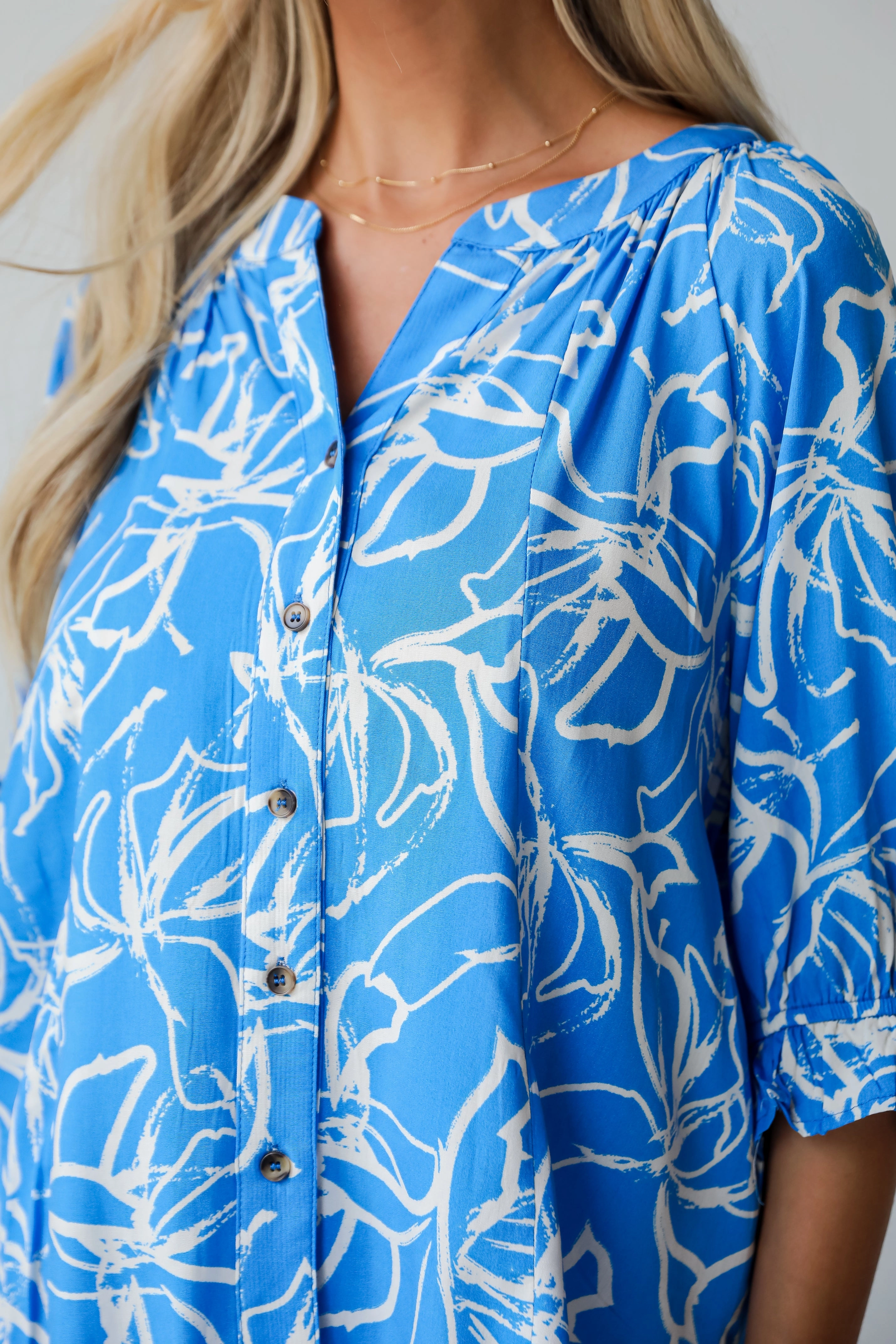 FINAL SALE - Charming Tendencies Blue Floral Blouse