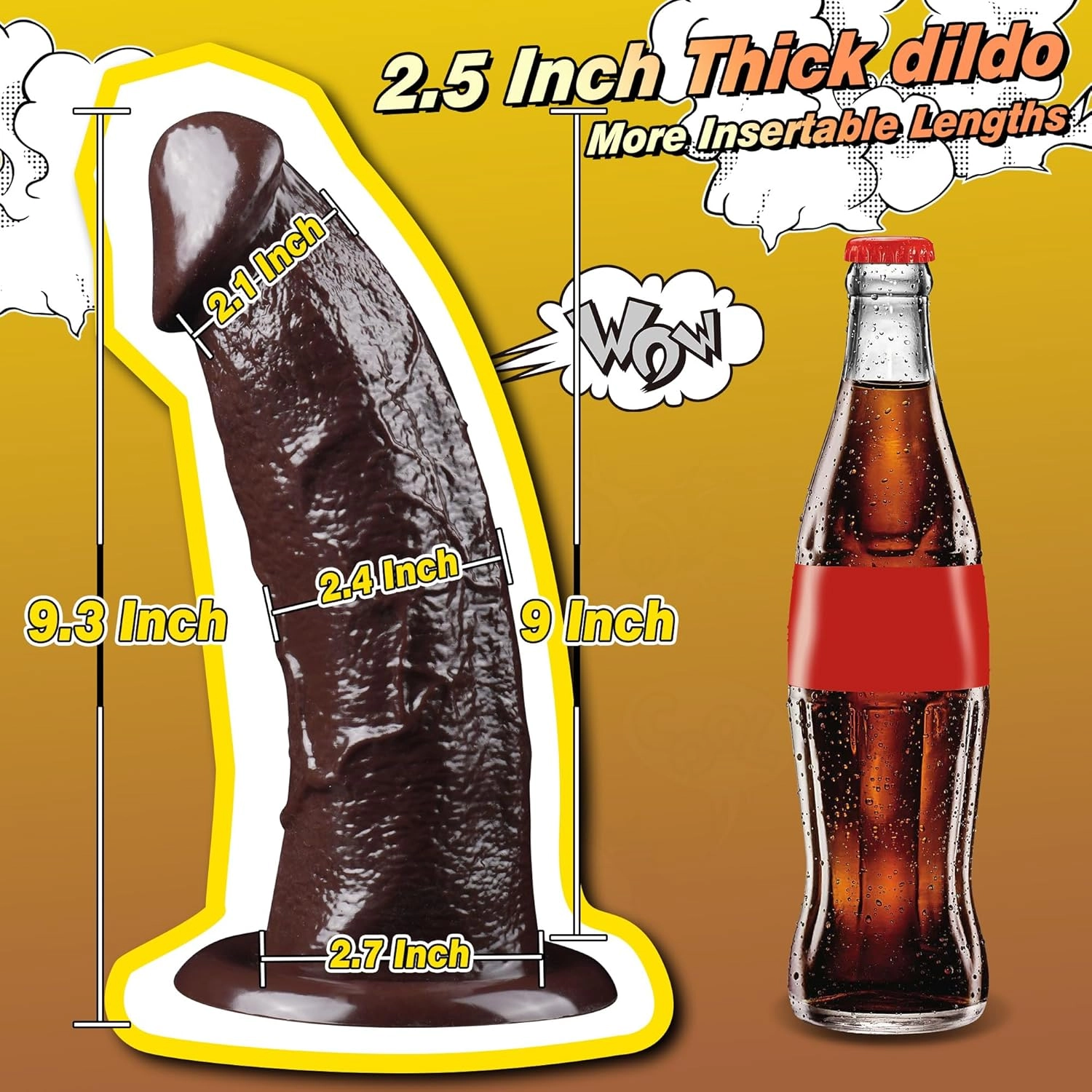 Gavin 2.5 Diameter Big Black Dildo-Laphwing