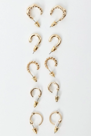Gold 5 Pack Hoop Earrings