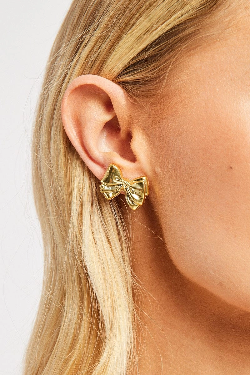 Gold Bow Earrings