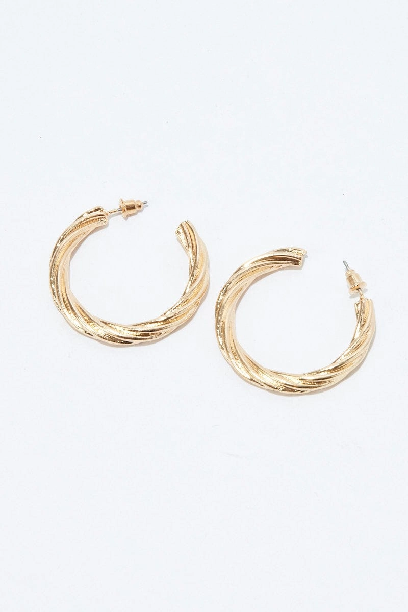 Gold Twist Hoop Earrings