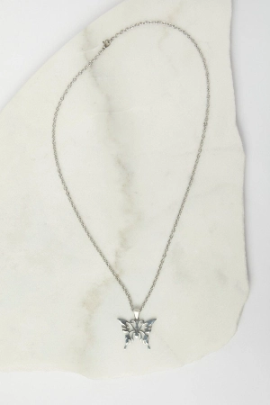 Grey Butterfly Pendent Necklace