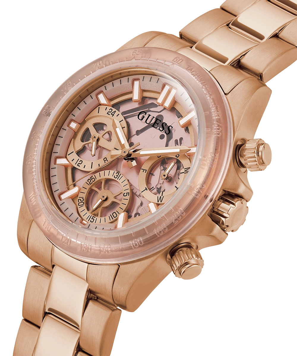 GUESS Ladies Rose Gold Tone 2-Tone Multi-function Watch
