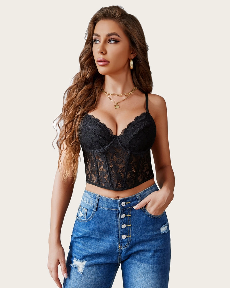 Lace Underwired Racerback Crop Top