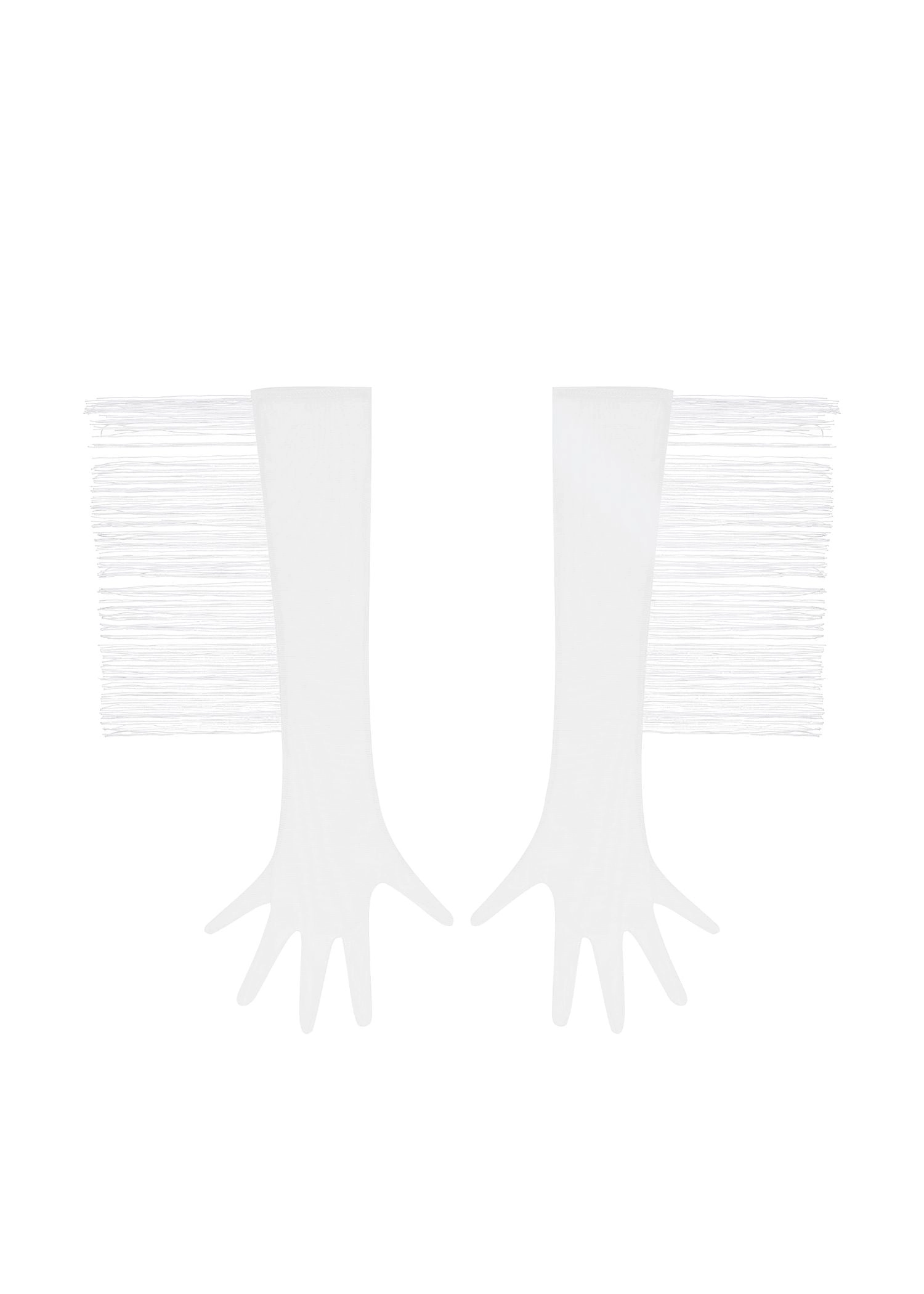 Long Mesh Gloves With Fringe (White)