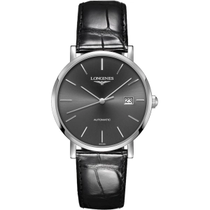 Longines Men's Watch - Elegant Automatic Power Reserve Black Leather Strap | L49104722