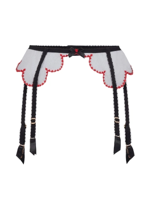 Lorna Heart Suspender (Black / Red)