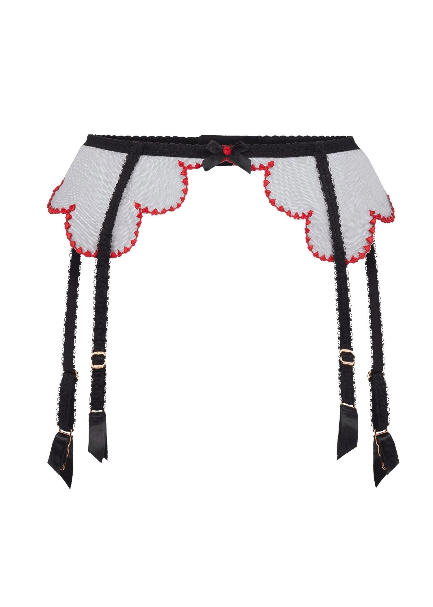 Lorna Heart Suspender (Black / Red)