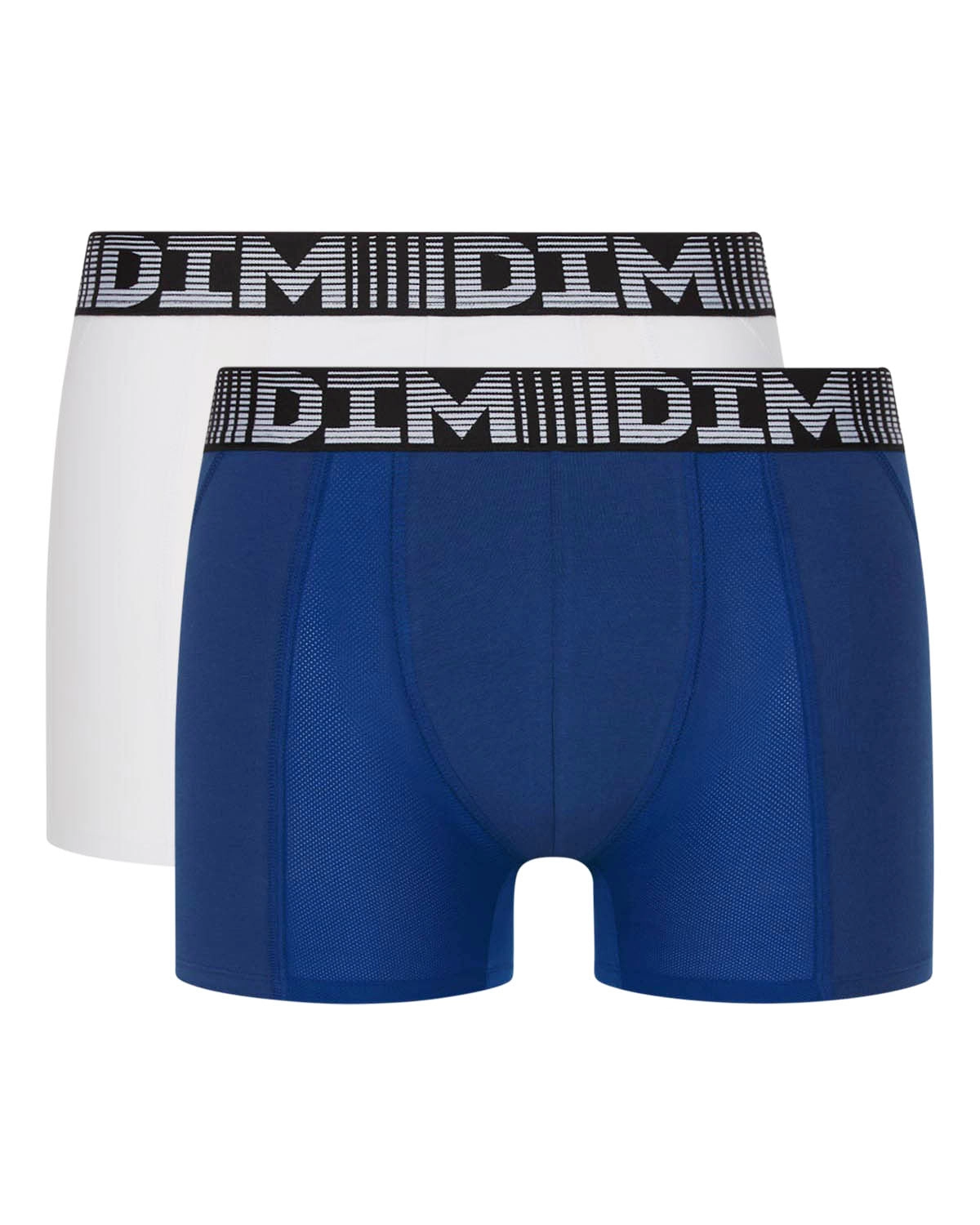 Lot de 2 boxers longs homme respirants Bleu Blanc 3D Flex Air