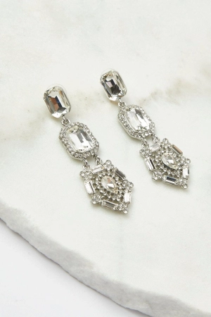 Metallic Crystal Dangle Earrings