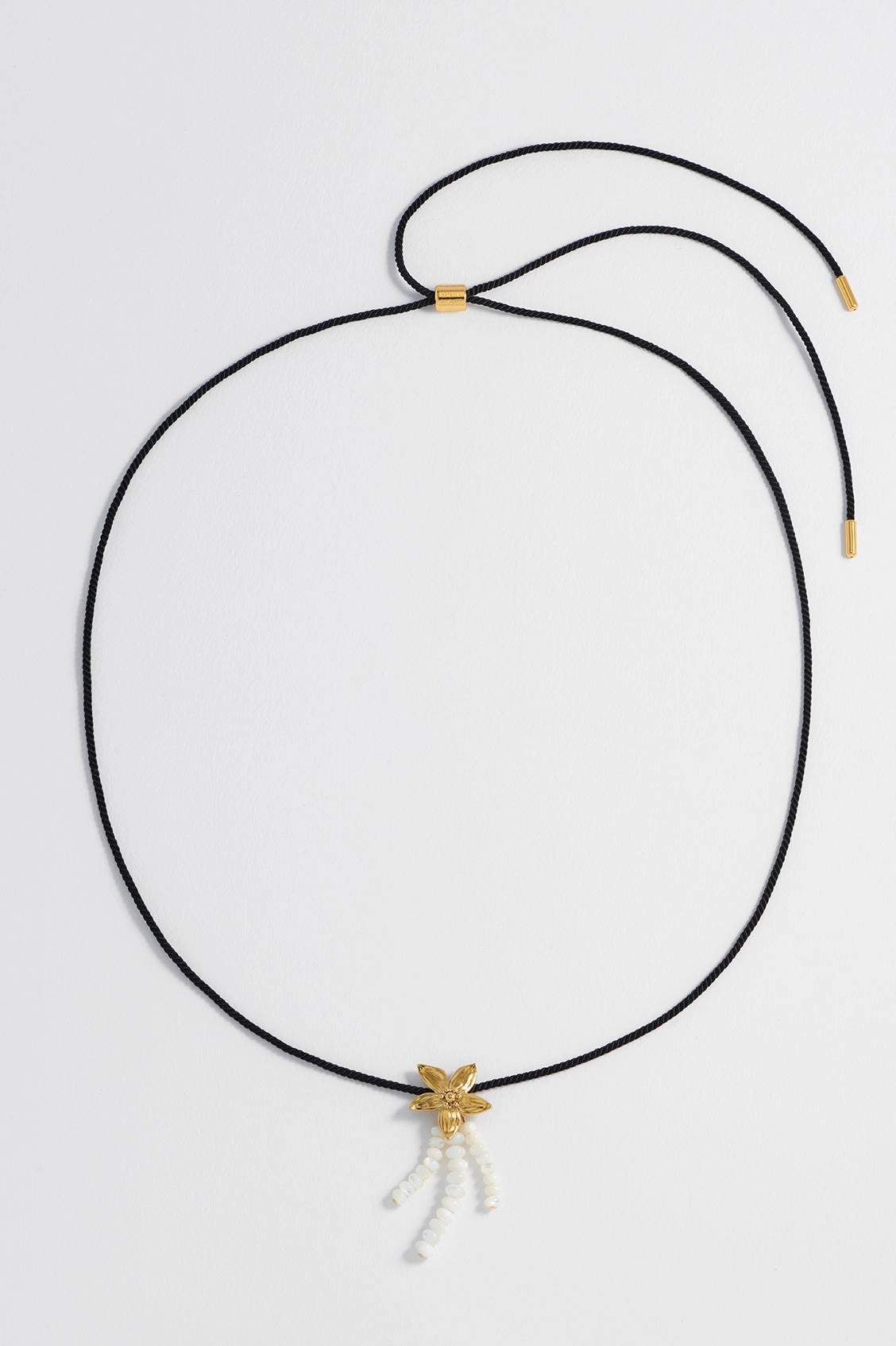 Pearl And Flower Cord Necklace