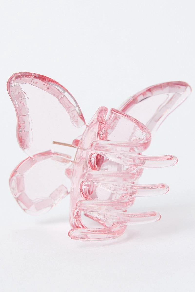 Pink Butterfly Claw Clip