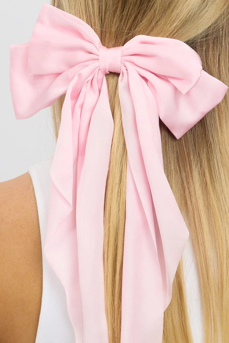Pink Large Bow Hair Clip