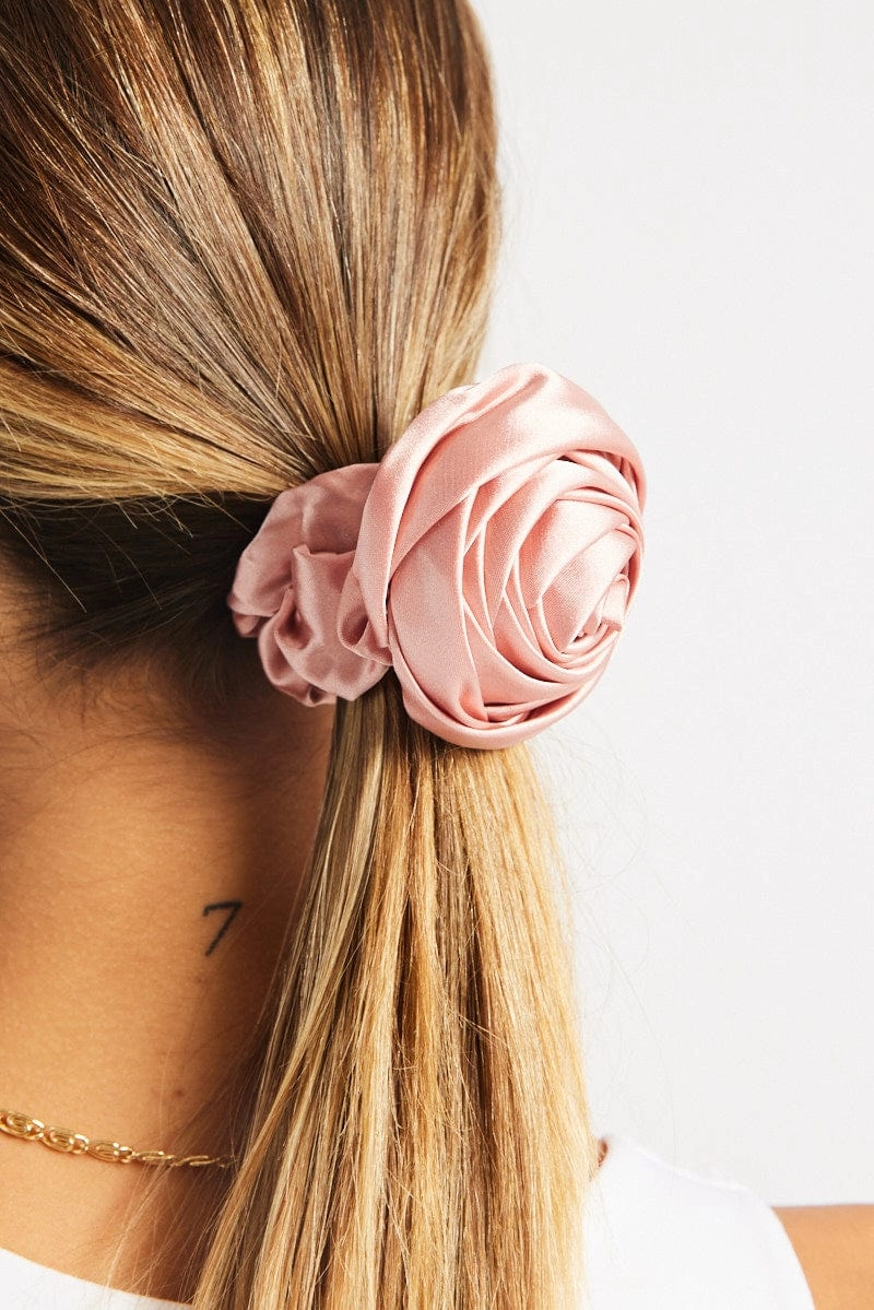 Pink Rosette Scrunchie