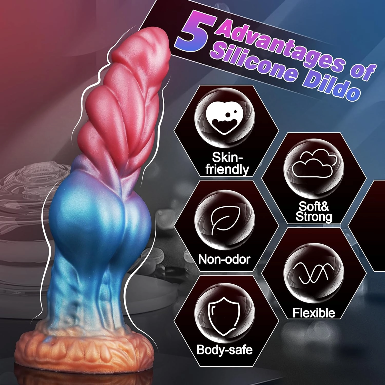Poppy 8.6 Knotted Dildo Monster Dildo with Strong Suction Cup - Laphwing