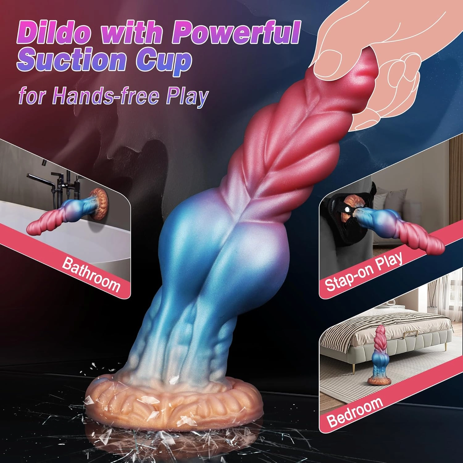 Poppy 8.6 Knotted Dildo Monster Dildo with Strong Suction Cup - Laphwing