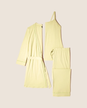 Pyjama-Set Für Schwangere, 3-Teilig, Mit Bademantel